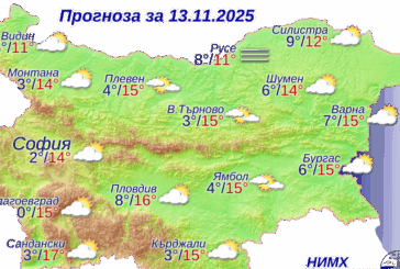 Времето: Слънчево и тихо, максималните температури в Югозападна България между 12 и 17 градуса