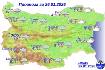 Времето: Облачно с валежи от дъжд, максималните температури между 9 и 14 градуса