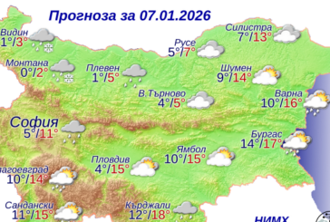 Времето: Значителна облачност над Югозападна България, на места ще превалява дъжд