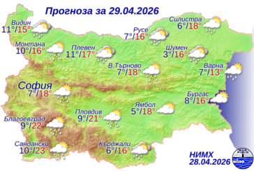 Облачна и дъждовна сряда, има условия за градушки