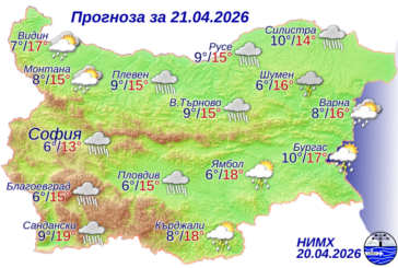 Дъжд и гръмотевици днес, вятърът носи студен въздух